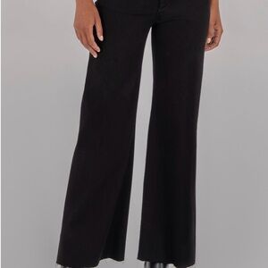 Kut from the Kloth Meg High Waist Raw Hem Coated Wide Leg Jeans